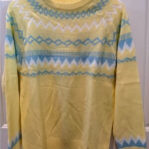 Stylish Yellow and Blue Women’s Crewneck Sweater